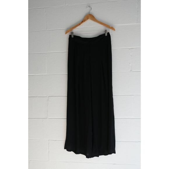 ASHRO Black Wide-Leg Pleated Trousers Size 8 - Picture 5 of 7